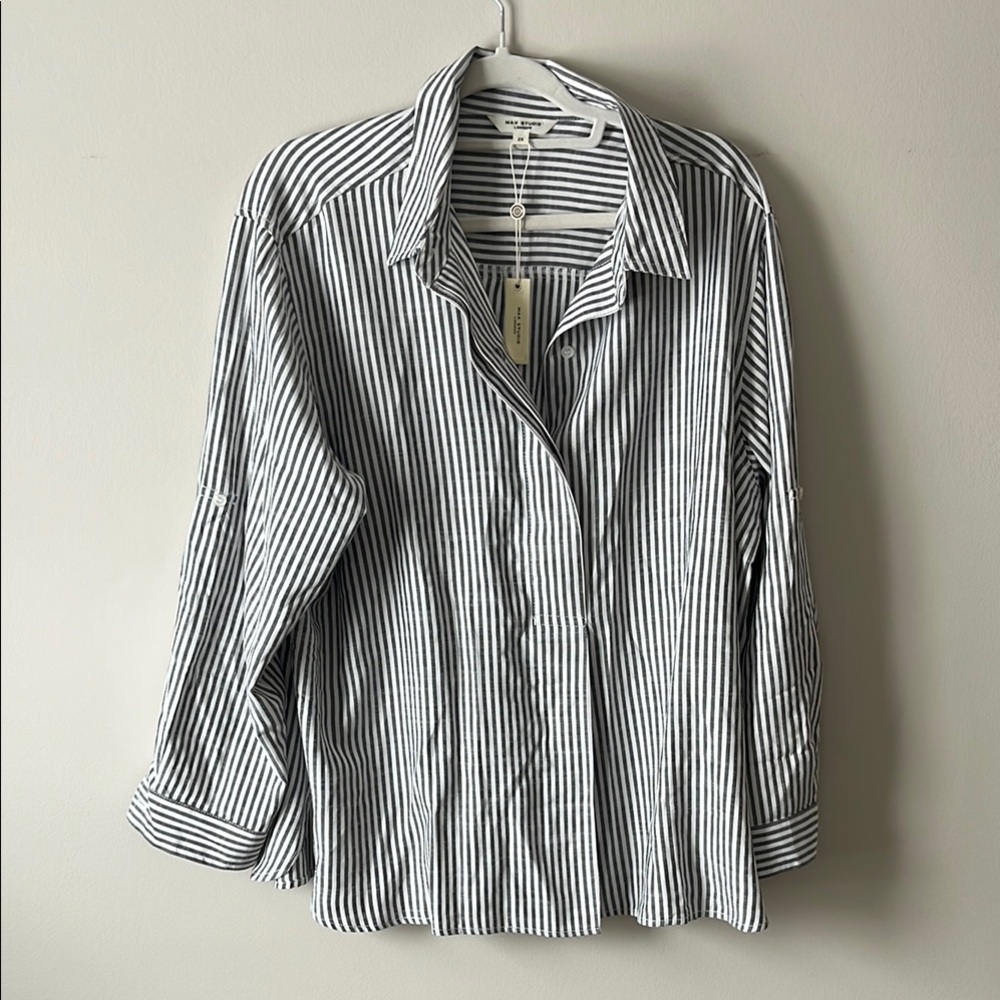 Striped Button-Up tunic Shirt